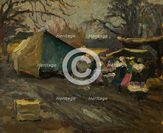 Market in front of the church, 1920-1928. Creator: Teodor Jozef Mousson.