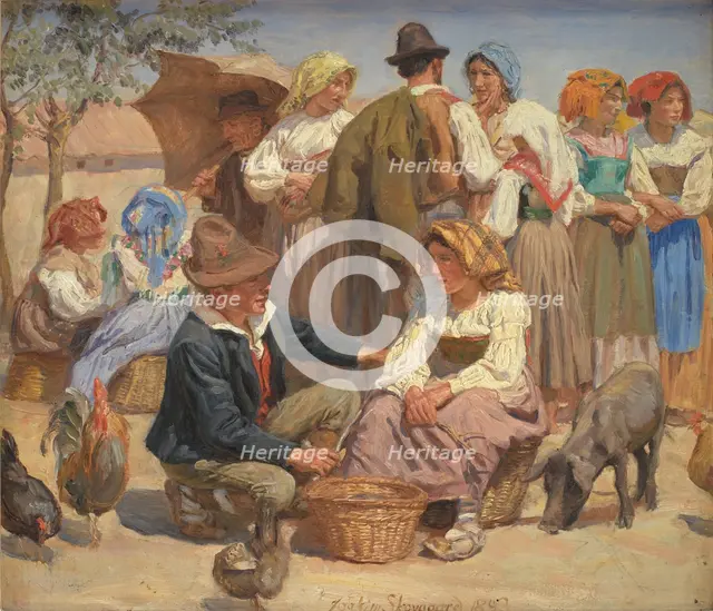 Market in Sora, 1893. Creator: Joakim Skovgaard.