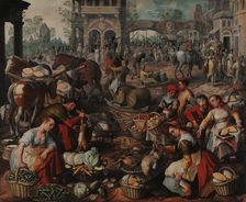 Market in the Square, 1566. Creator: Beuckelaer, Joachim (ca. 1533-1574)