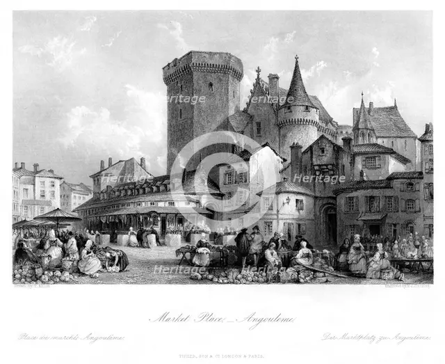 'Market Place, Angoulême, France', 19th century. Artist: MJ Starling