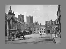 Market Place, and Cathedral Towers, Wells, c1900. Artist: Thomas W Phillips