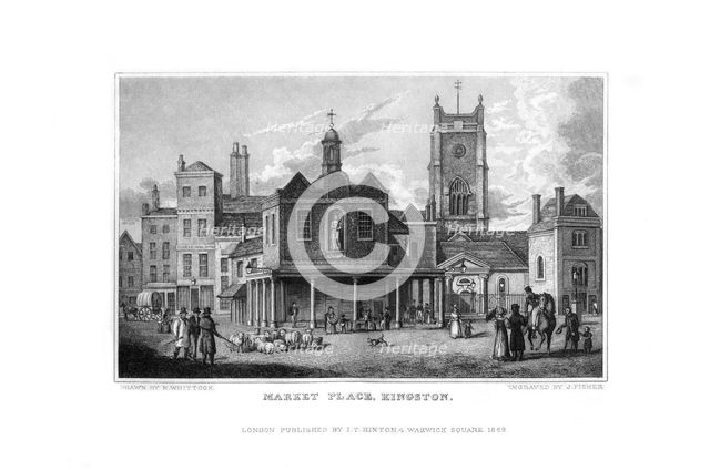 Market Place, Kingston, Surrey, 1829.Artist: J Fisher