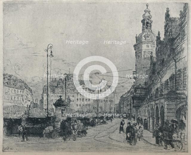 'Market Place, Leipzig', c1913. Artist: Walter Zeising.