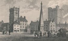 Market Place Richmond, Trinity Church and Keep of Richmond Castle 1831. Artist: J Shury