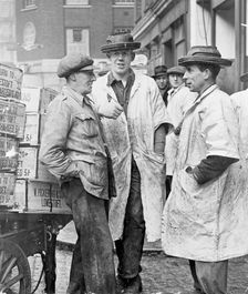 Market porters at Billingsgate, London, 1954. Creator: Unknown