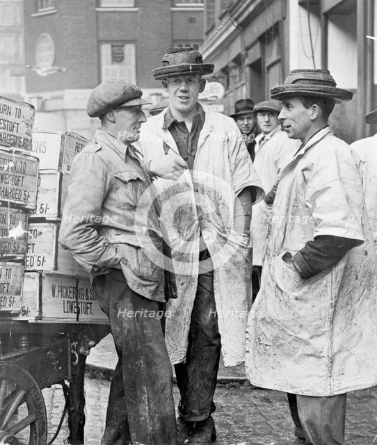 Market porters at Billingsgate, London, 1954. Creator: Unknown.