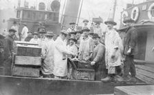 Market porters at Billingsgate, London, (c1930s?). Creator: Unknown