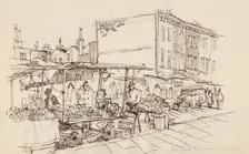 Market, Queen's Crescent c1950. Creator: Shirley Markham