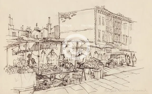 'Market, Queen's Crescent', c1950. Creator: Shirley Markham.