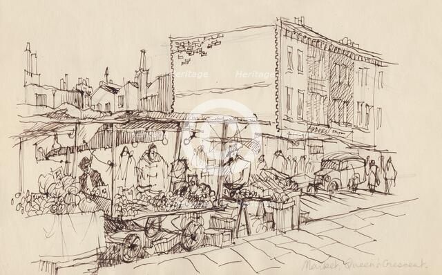 'Market, Queen's Crescent', c1950. Creator: Shirley Markham.