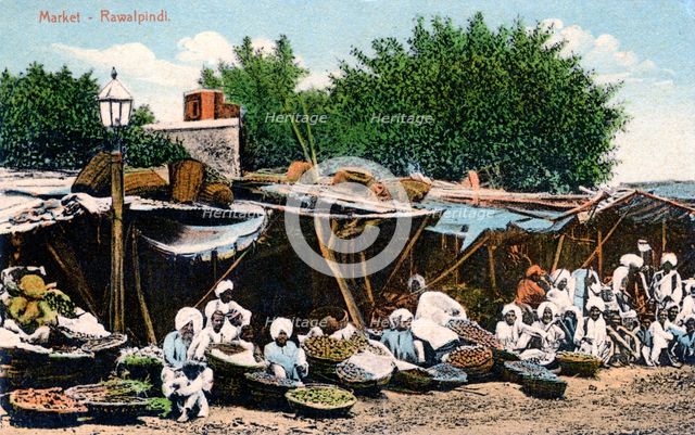 Market, Rawalpindi, India, early 20th century. Artist: Unknown