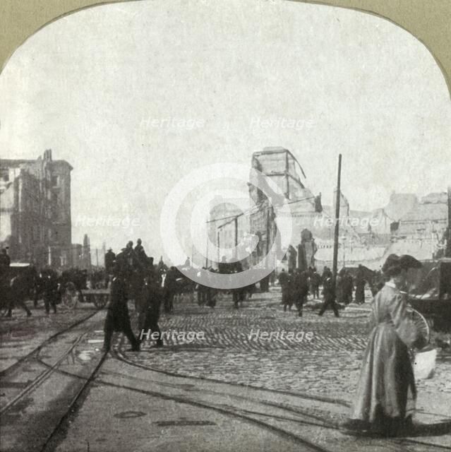 'Market St. from ferry depot - Chronicle and Call buildings in distance', 1906. Creator: Unknown.