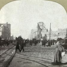 Market St. from ferry depot - Chronicle and Call buildings in distance 1906. Creator: Unknown