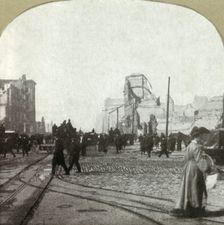 Market St. from ferry depot - Chronicle and Call buildings in distance 1906. Creator: Unknown