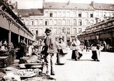 Market stalls, Antwerp, 1898.Artist: James Batkin