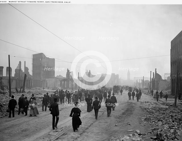 Market Street toward ferry, San Francisco, Calif., (1906?). Creator: Unknown.