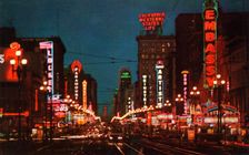 Market Street at night, San Francisco, California, USA, 1957