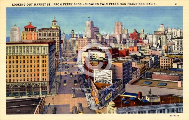 Market Street from the Ferry Building, San Francisco, California, USA, 1932. Artist: Unknown