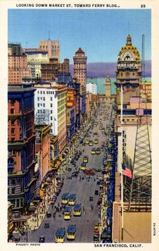 Market Street looking towards the Ferry Building, San Francisco, California, USA, 1932