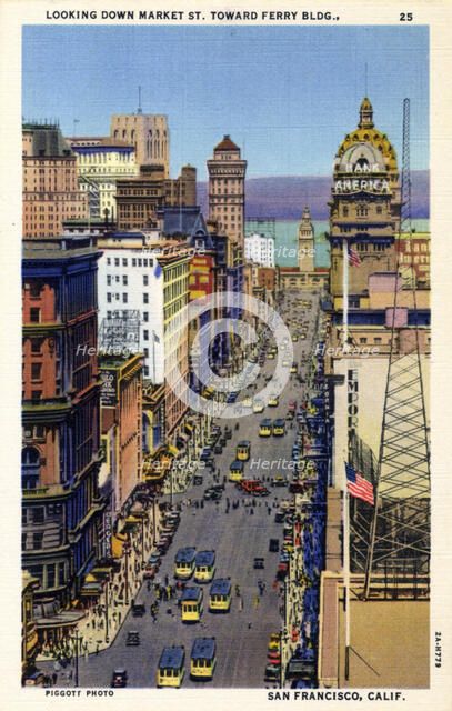 Market Street looking towards the Ferry Building, San Francisco, California, USA, 1932. Artist: Unknown