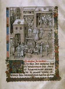 Market scene and Presentation of the book to Philip the Good