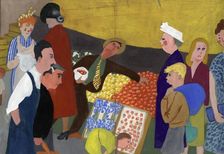 Market scene, c1950. Creator: Shirley Markham