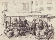 Market scene, Italy, c1950. Creator: Shirley Markham