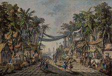 Market Scene in an Imaginary Oriental Port, about 1764. Creator: Jean-Baptiste Pillement