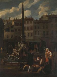 Market Scene in Rome, Piazza Navonna, 1650-1680. Creator: Unknown
