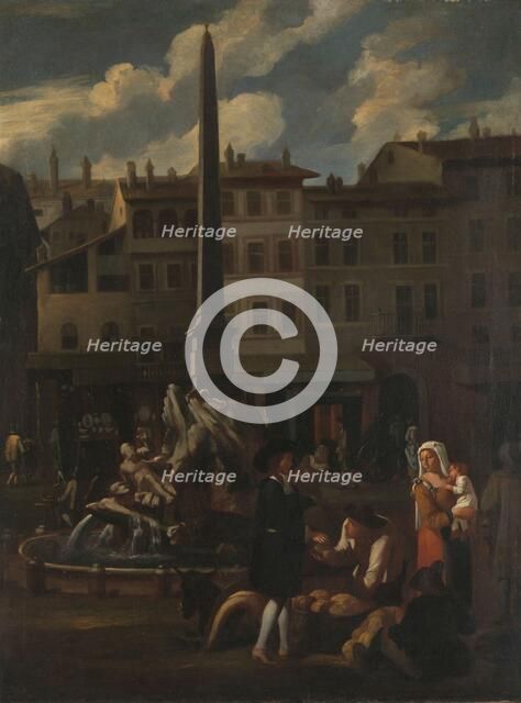 Market Scene in Rome, Piazza Navonna, 1650-1680. Creator: Unknown.