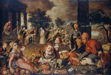 Market Scene with Christ and the Adulteress, 1559. Creator: Pieter Aertsen