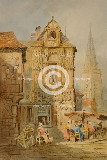Marketplace at Bruges, early 19th century. Creator: Samuel Prout.
