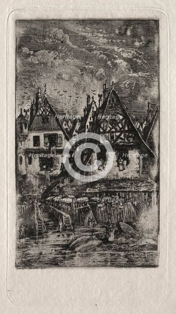 Marketplace with Parasols, 1866. Creator: Rodolphe Bresdin (French, 1822-1885).