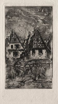 Marketplace with Parasols, 1866. Creator: Rodolphe Bresdin (French, 1822-1885)