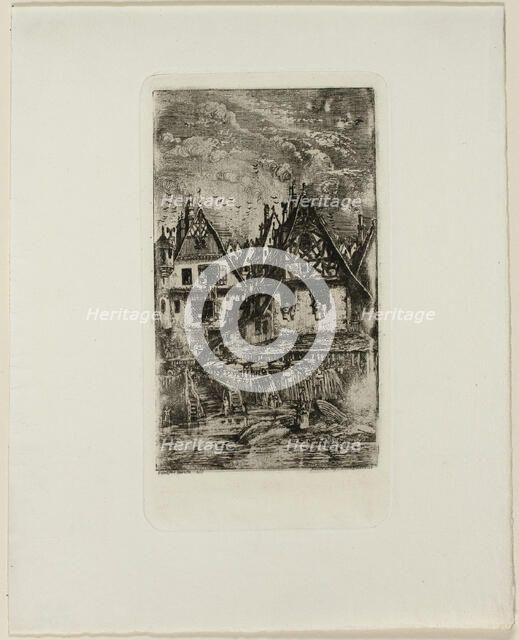 Marketplace with Sunshades, 1866. Creator: Rodolphe Bresdin.