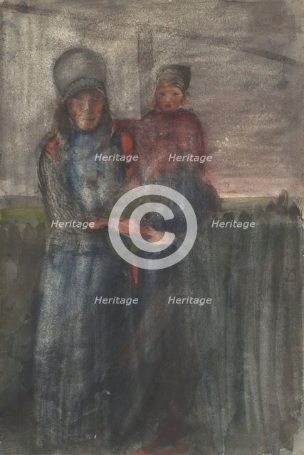 Marken woman with child in her arms, 1874-1945. Creator: Carel Adolph Lion Cachet.