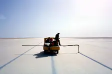 Marking the course for Bluebird CN7's World Land Speed record attempt, Lake Eyre, Australia, 1964. Creator: Unknown