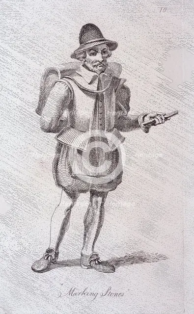 'Marking Stones', c1610, from Cries of London, (c1819?). Artist: John Thomas Smith