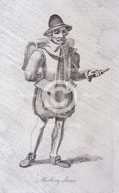 'Marking Stones', c1610, from Cries of London, (c1819?). Artist: John Thomas Smith