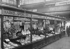 Marks & Spencer's stall in the covered market, Cardiff, 1901. Creator: Unknown