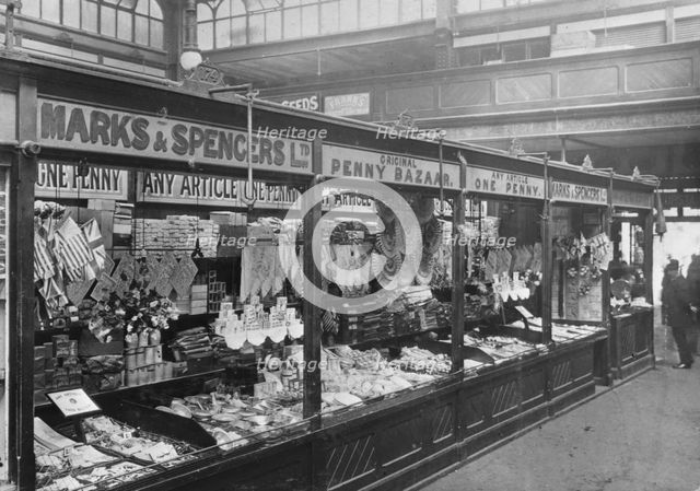 Marks & Spencer's stall in the covered market, Cardiff, 1901. Creator: Unknown.