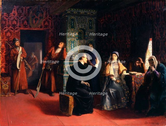 'Marina Mniszech with her Father under Arrest', 1883.  Artist: Mikhail Petrovich Klodt