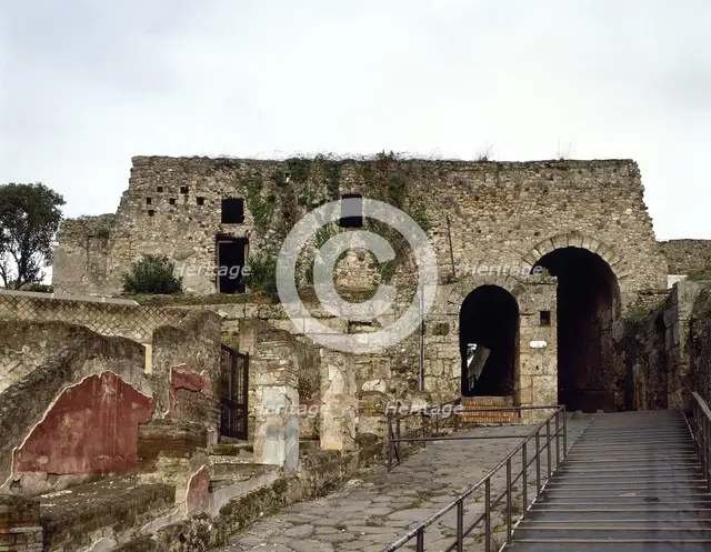 Marina Gate, western limit of the city on the Via Marina, Pompeii, Italy, 2002. Creator: LTL.