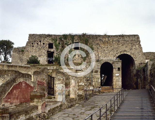 Marina Gate, western limit of the city on the Via Marina, Pompeii, Italy, 2002. Creator: LTL.