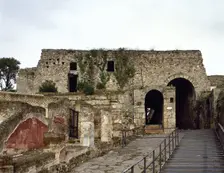 Marina Gate, western limit of the city on the Via Marina, Pompeii, Italy, 2002. Creator: LTL