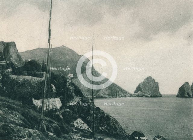 Marina Piccola with fowler's nets, Capri, Italy, 1927. Artist: Eugen Poppel.