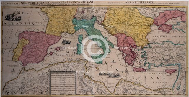 Marine chart of the eastern part of the Mediterranean Sea with the entire African coast..., 17th cen Creator: Sanson, Nicolás (1600-1667) .
