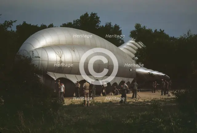 Marine Corps barrage balloon, Parris Island, S.C., 1942. Creator: Alfred T Palmer.