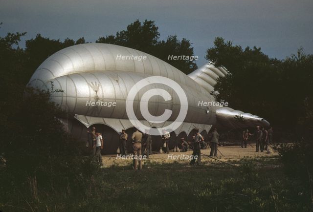 Marine Corps barrage balloon, Parris Island, S.C., 1942. Creator: Alfred T Palmer.