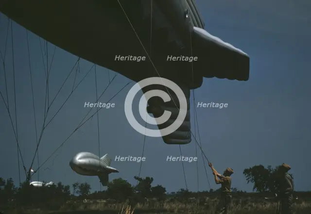 Marine Corps barrage balloons, Parris Island, S.C., 1942. Creator: Alfred T Palmer.